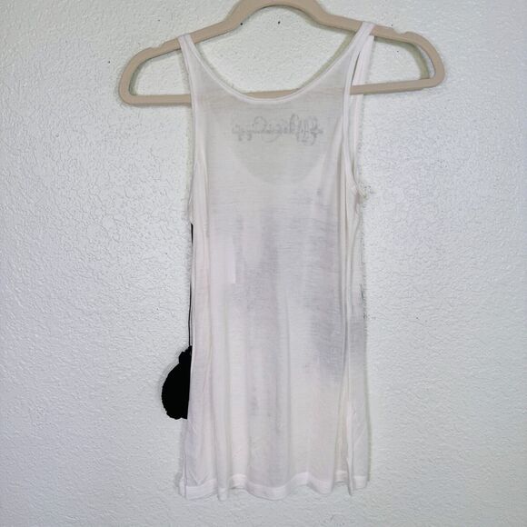 Key Closet Top Womens XS Camel Swarovski Crystal Rhinestone Tank Tee White NEW - Picture 6 of 10